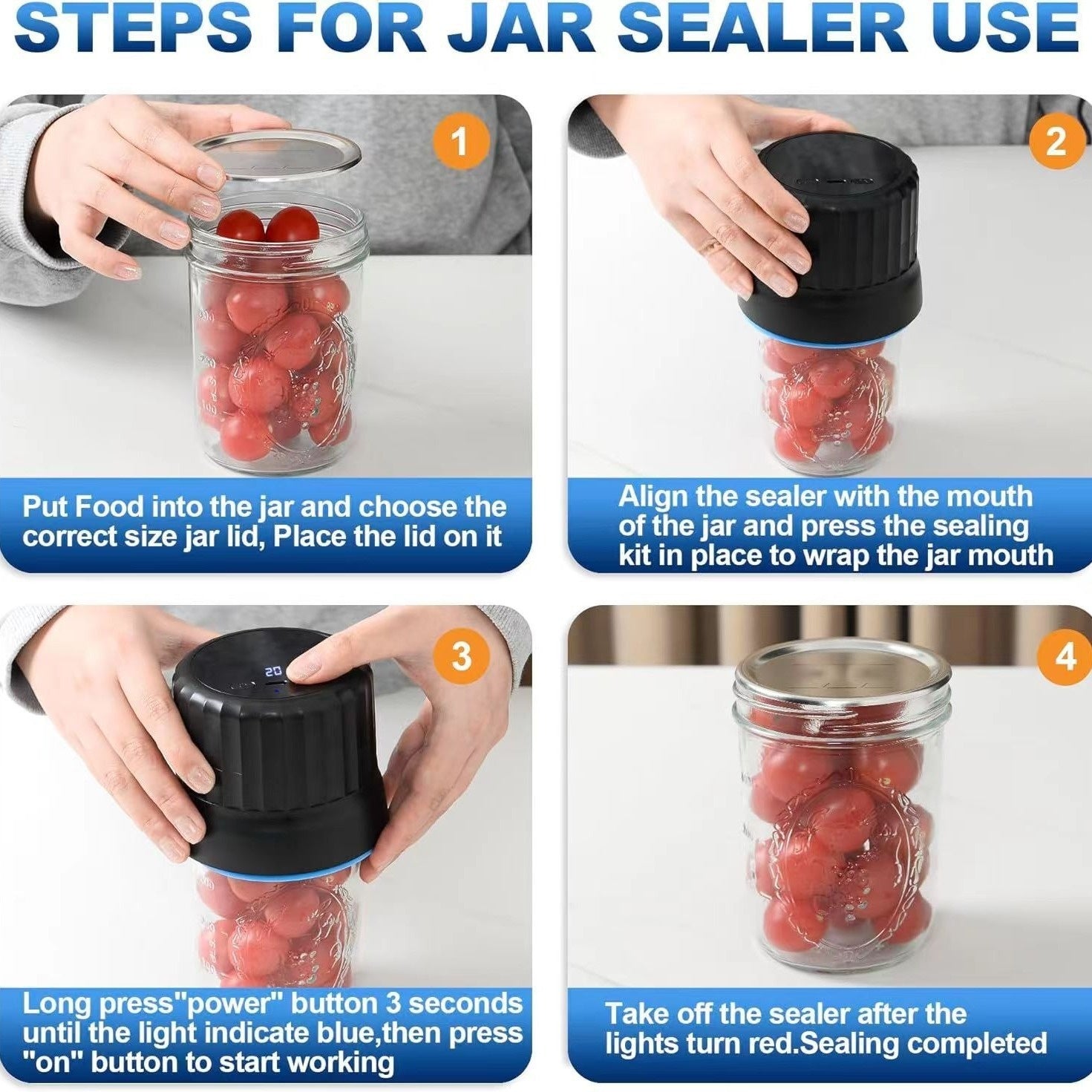 Electric Mason Jar Vacuum Sealer – Automatic & Integrated