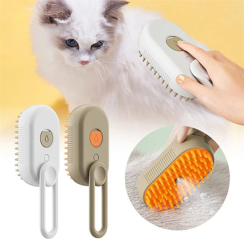 3-in-1 Electric Steam Brush for Cat & Dog Grooming