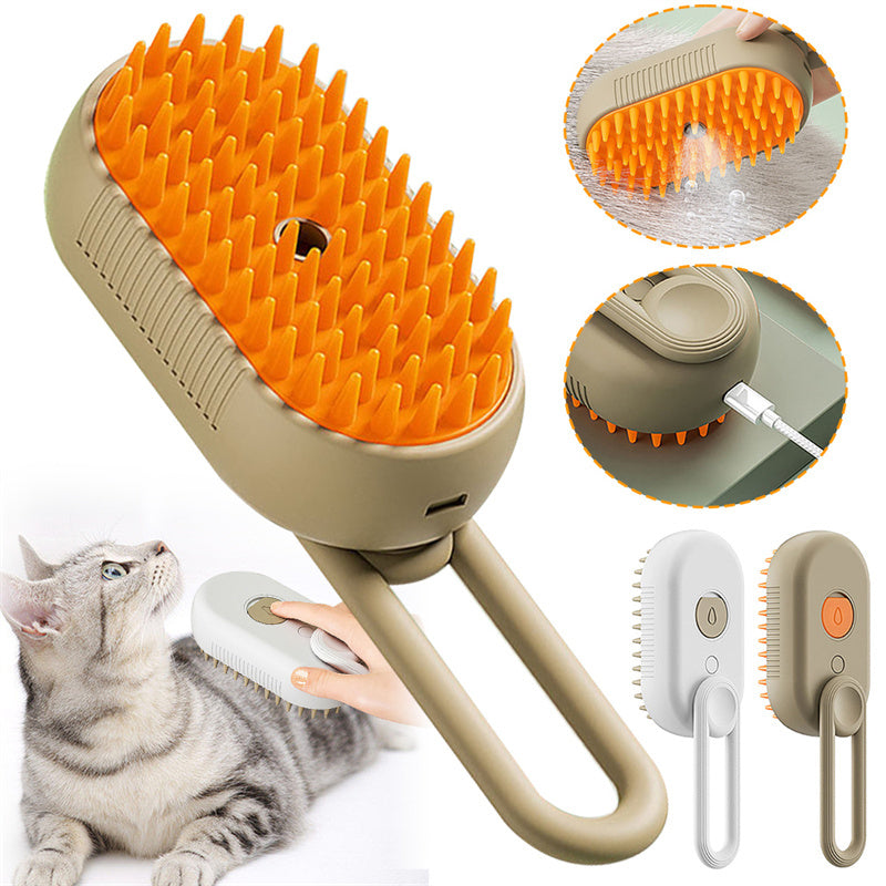 3-in-1 Electric Steam Brush for Cat & Dog Grooming